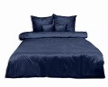 Pościel z adamaszku 200x220+2x70x80 Granatowa Premium