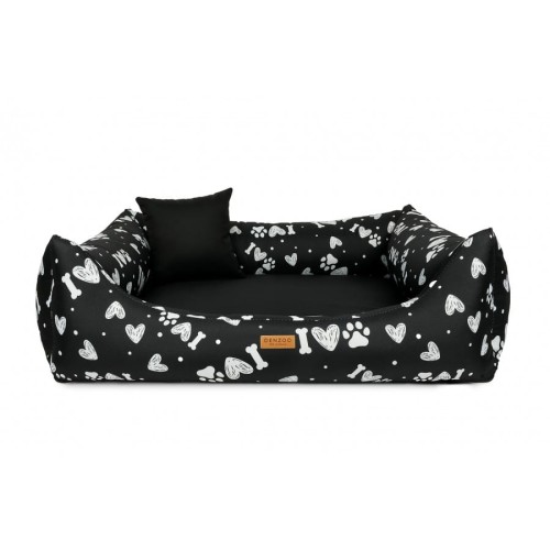 Legowisko dla psa ortopedyczne czarne odcisk łapy MODENA plamoodporne