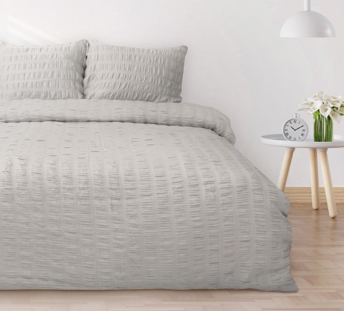 Pościel gofrowana bawełniana 200x220+2x70x80 Szara Boho