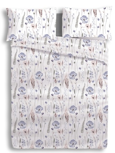 Pościel flanelowa 160x200 z bawełny kwiaty Łąka F90