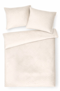 Pościel z adamaszku 160x200+2x70x80 geometryczny wzór Jednokolorowa Beż 