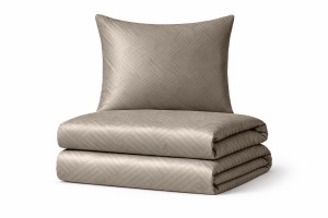 Pościel z adamaszku 140x200+70x90 geometryczny wzór Jednokolorowa Brąz