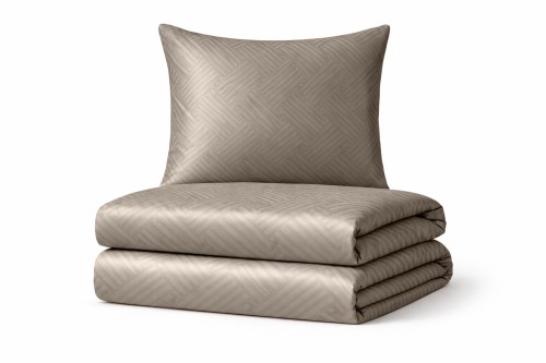 Pościel z adamaszku 140x200+70x90 geometryczny wzór Jednokolorowa Brąz