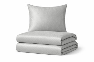 Pościel z adamaszku 140x200+70x90 geometryczny wzór Jednokolorowa Szara