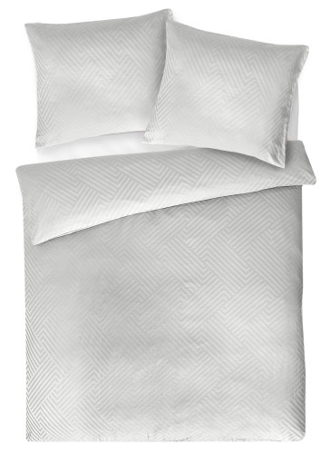 Pościel z adamaszku 160x200+2x70x80 geometryczny wzór Jednokolorowa Szara