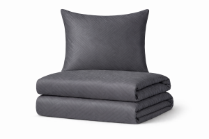 Pościel z adamaszku 140x200+70x90 geometryczny wzór Jednokolorowa Grafitowa