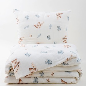 Pościel bawełniana muślinowa 140x200+70x90 Motyle Boho 03 Muślin
