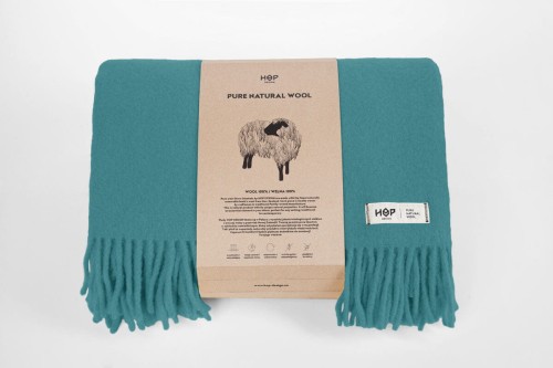 Koc wełniany morski YETI 100% wełna z Nowej Zelandii Hop Design