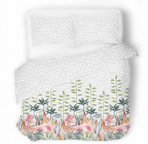 Pościel bawełna satynowa 200x220+2x70x80 Kwiaty Róże 50A Exclusive NEW