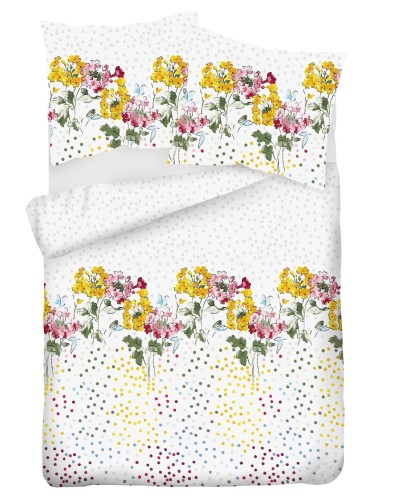 Pościel satyna bawełniana 160x200+2x70x80 żółte kwiaty 43A Exclusive