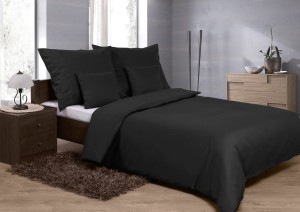 Pościel satyna bawełniana 160x200+2x70x80+2x40x40 Czarna Black Jednokolorowa GOLD