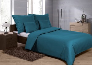 Pościel satyna bawełniana 160x200+2x70x80+2x40x40 Turkusowa Jednokolorowa GOLD