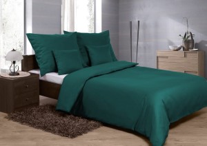 Pościel satyna bawełniana 160x200 +2x70x80+2x40x40 Butelkowa Zieleń Jednokolorowa GOLD