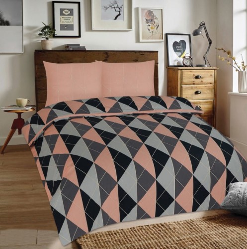 Pościel flanelowa 200x220 +2x70x80 z bawełny Trójkąty 73A