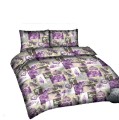 Pościel bawełniana 160x200 +2x 70x80 fioletowa renforce deSatin R19