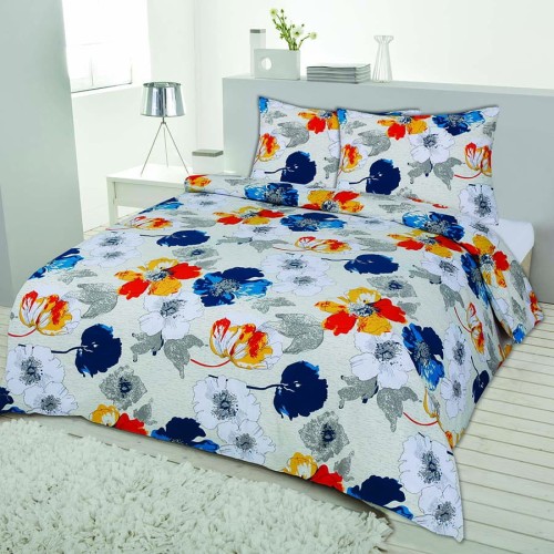 Pościel flanelowa 200x220 +2x70x80 z bawełny Kwiaty 54A