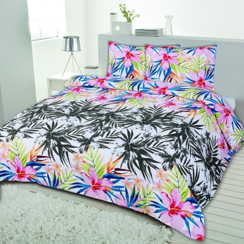 Pościel flanelowa 200x220 +2x70x80 z bawełny Kwiaty 61A