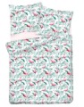 Pościel satynowa 200x220+2x70x80 różowe Flamingi 15A Premium Matex