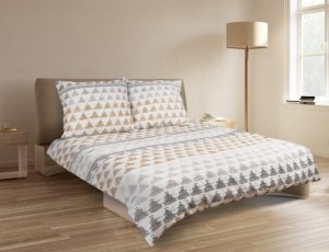 Pościel satynowa 200x220+2x70x80 Trójkąty Złota 04A Premium