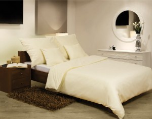 Pościel satyna bawełniana 160x200+2x70x80+2x40x40 Kremowa Ecru Jednokolorowa GOLD