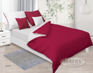 Pościel satyna bawełniana 200x220+2x70x80 Biała - Czerwona Dwustronna
