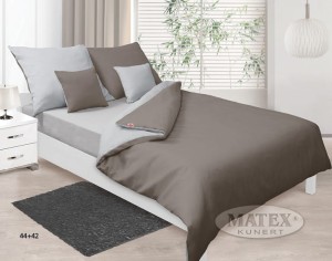 Pościel satyna bawełniana 200x220+2x70x80  Ciemno i Jasno Szara Dwustronna