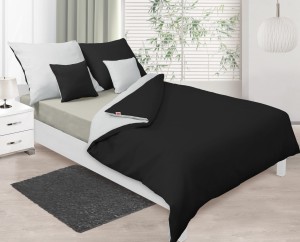 Pościel satyna bawełniana 200x220+2x70x80 Biało- Czarna Dwustronna 