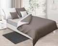 Pościel satyna bawełniana 160x200+2x70x80 Biała - Ciemno Szara Dwustronna