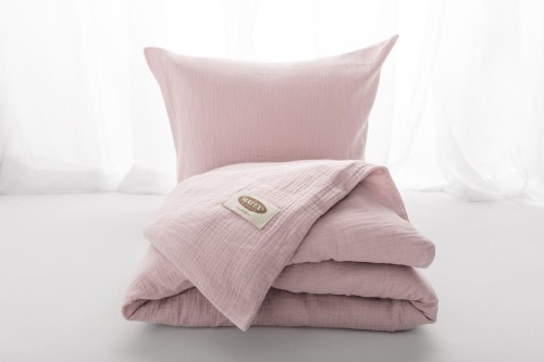 Pościel muślinowa 200x220+2x70x80 Brudny Róż Naturalna Muślin