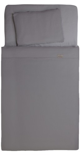 Pościel muślinowa 100x135+40x60 Ciemna Szarość Naturalna Dziecięca