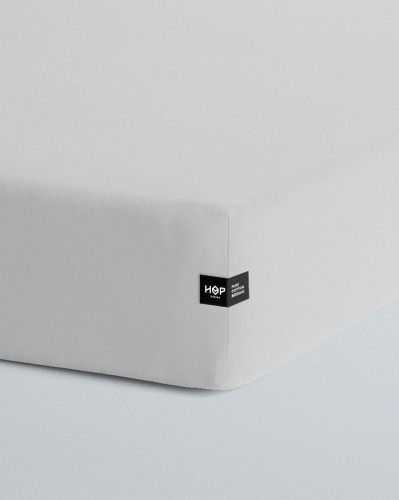 Prześcieradło z gumką bawełniane Jasno Szare PURE Hop Design