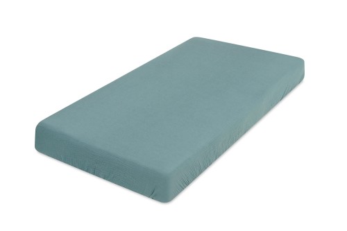 Prześcieradło muślinowe 90x200 Turkusowe Naturalne Muślin