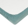 Prześcieradło na materac 90x200 Turkusowe Naturalne Muślin