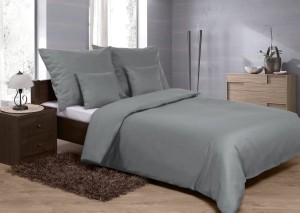 Pościel satyna bawełniana 200x220+2x70x80+2x40x40 Ciemno Szara Jednokolorowa GOLD