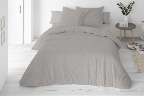 Pościel lniana 160x200+2x70x80 oddychająca szara Boho troczki 33 LEN