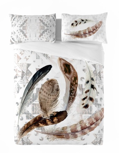 Pościel z bawełny egipskiej 160x200+2x70x80 Pióra Boho 16 perkal Prestige